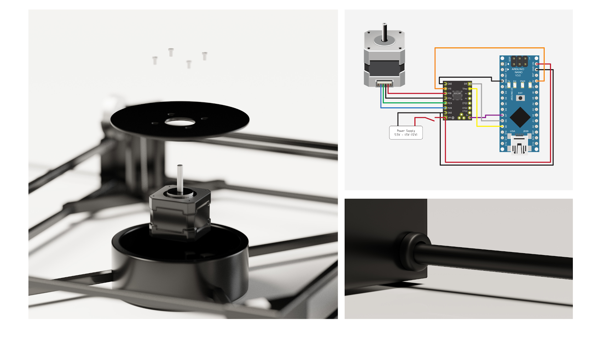 Electronics and mechanics of turntable
